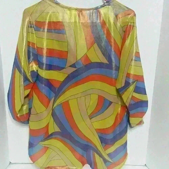 Colorful abstract art to wear design shimmery top - Picture 2 of 5